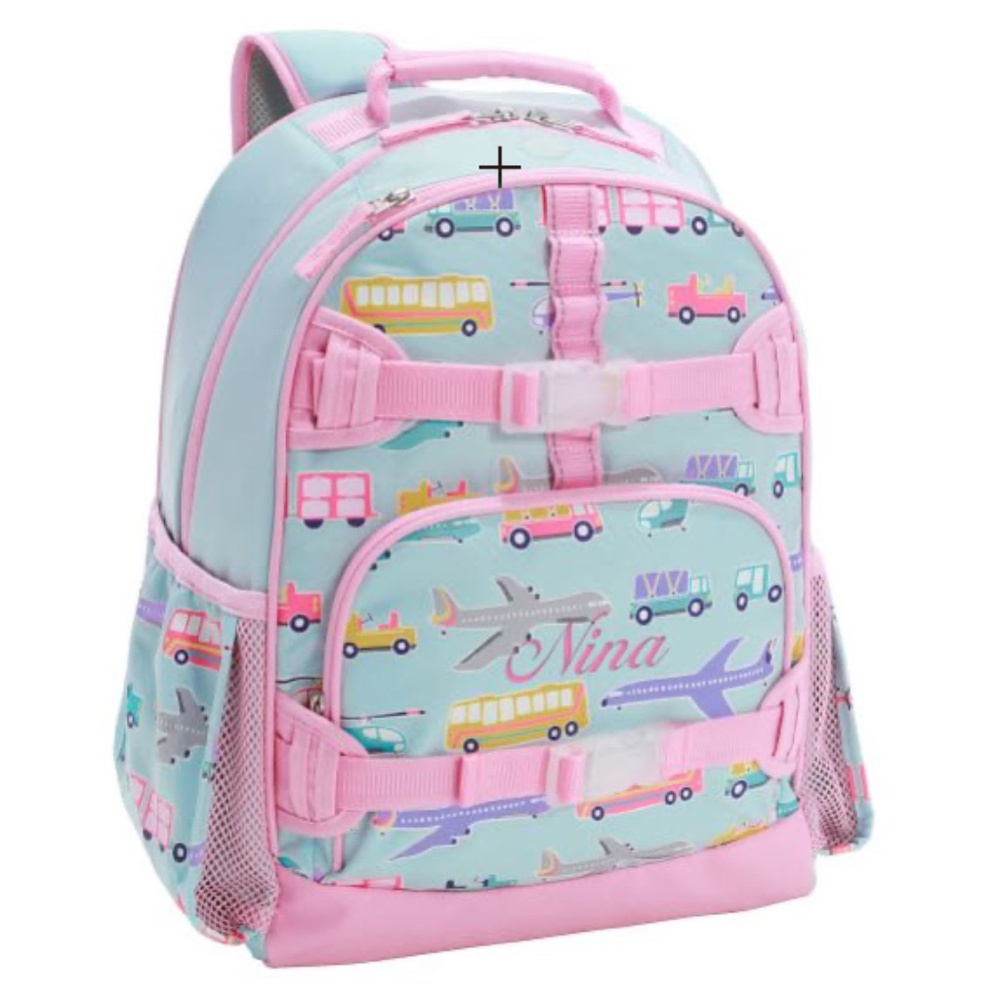 Pottery Barn Kids Mackenzie Aqua Transportation Glow-in-the-Dark Backpack